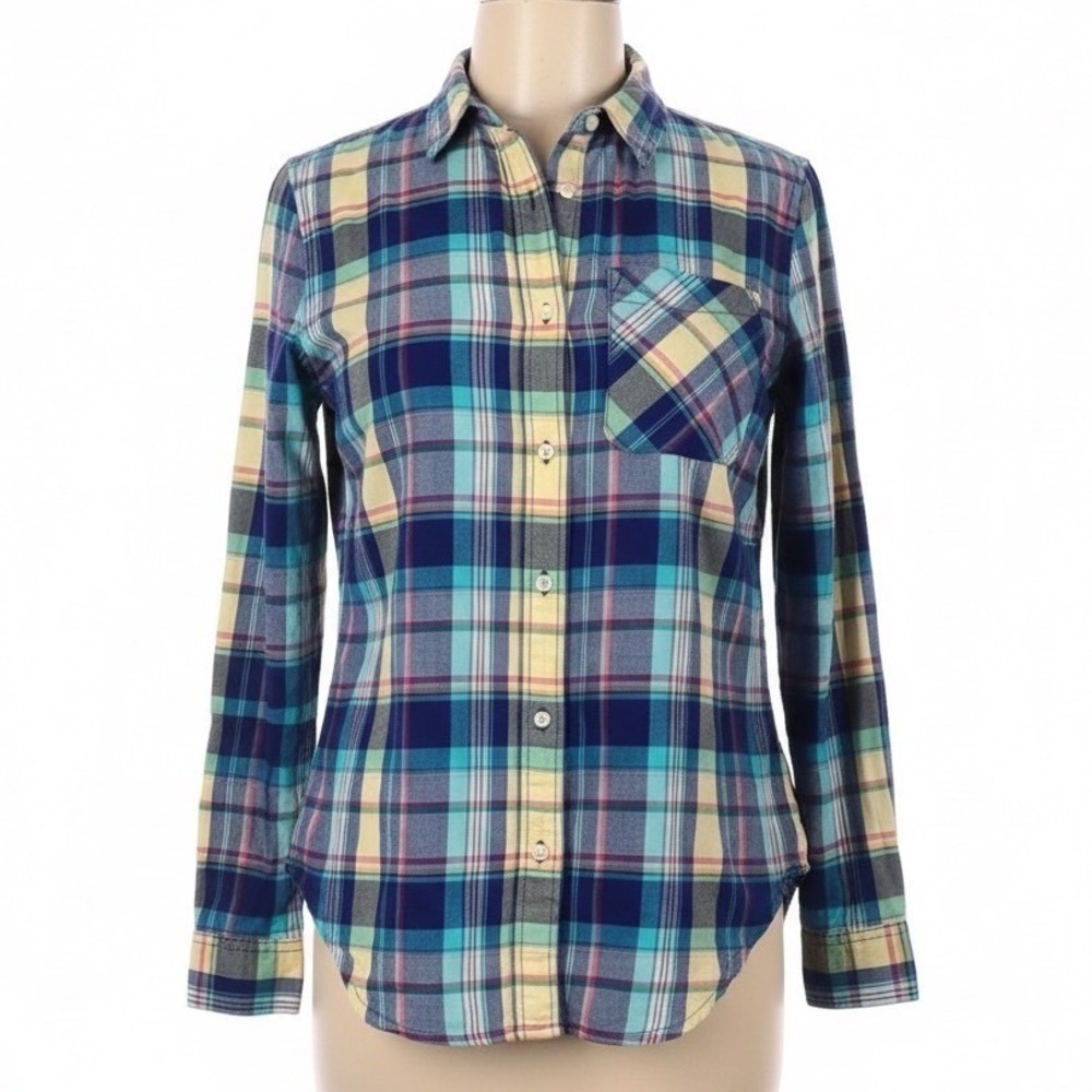 Denim & Supply Ralph Lauren Shirt Size S Blue Plaid Boyfriend Button Down Pocket